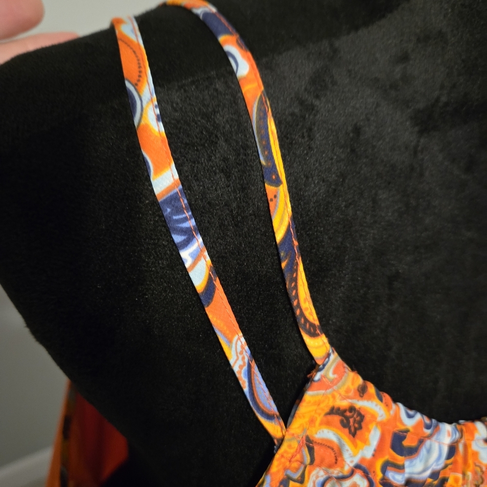 Stitch Fix Market & Spruce XXL orange paisley spaghetti strap tank top blouse - Picture 3 of 7